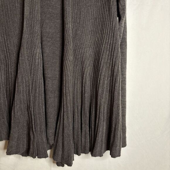 Debbie Morgan Long Sleeve Ribbed Front Flared Open Cardigan Sweater Brown Large - Picture 7 of 16
